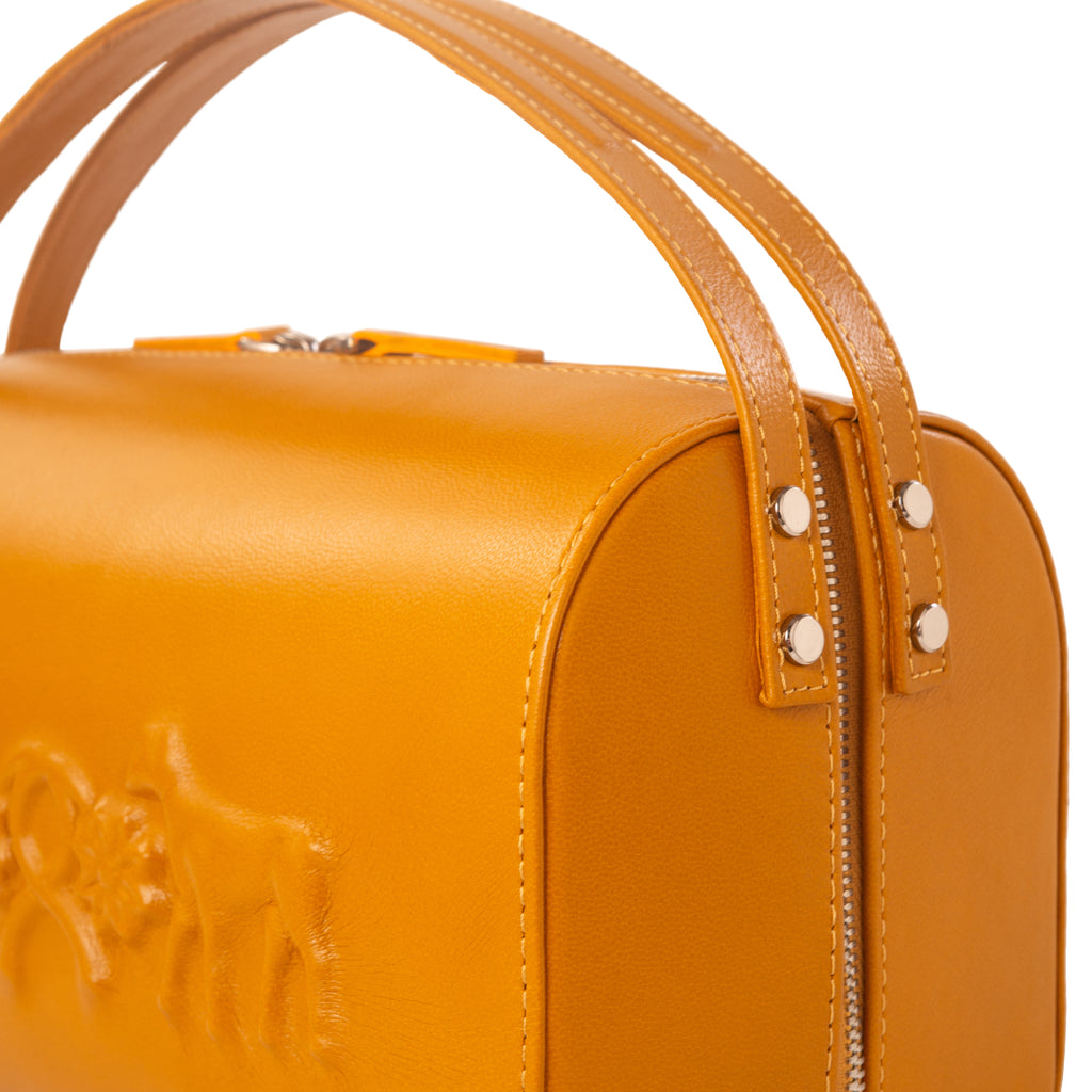 Luxury Italian Leather Yellow Spring Lambs Handbag