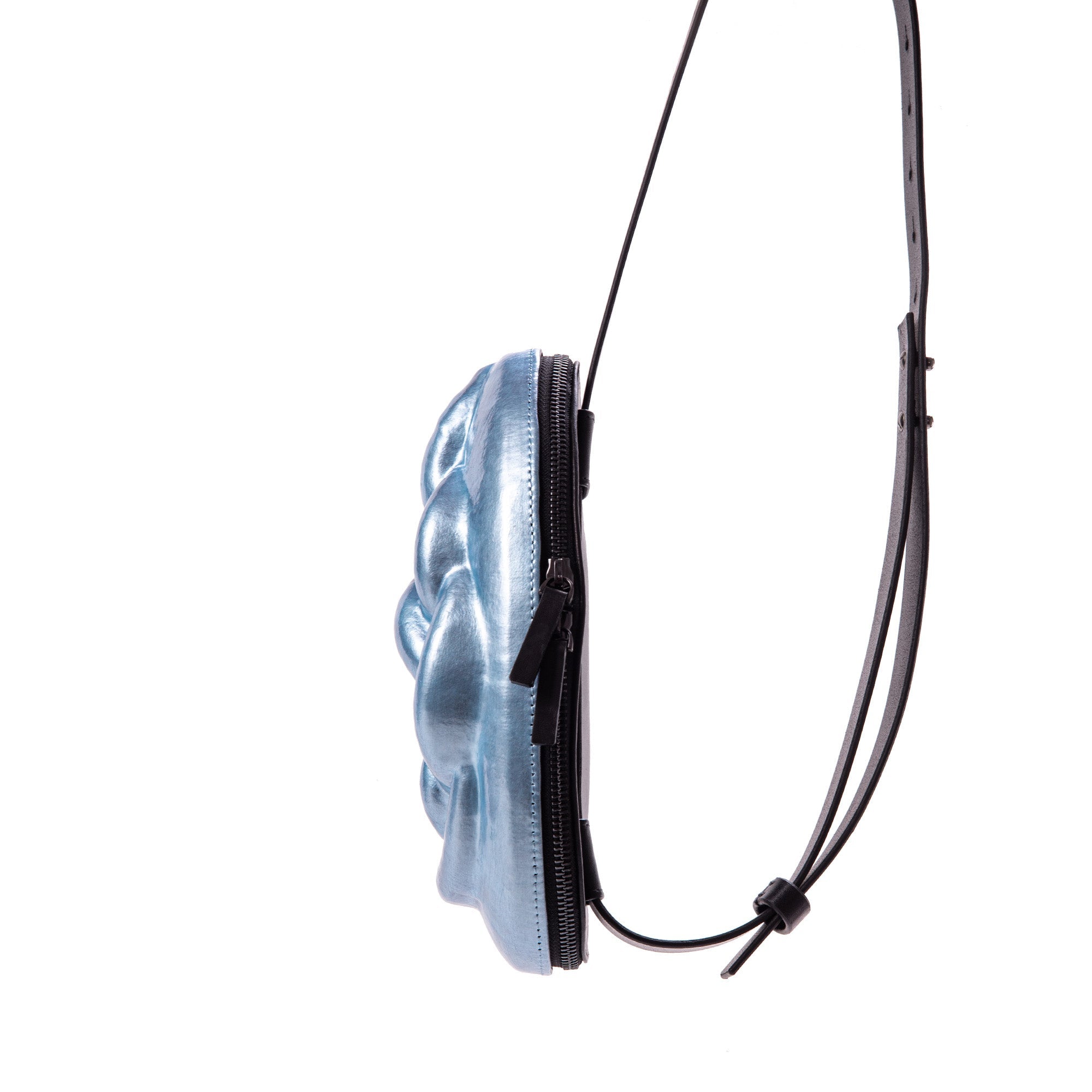 Light Blue Metallic Knotted Snake Bag