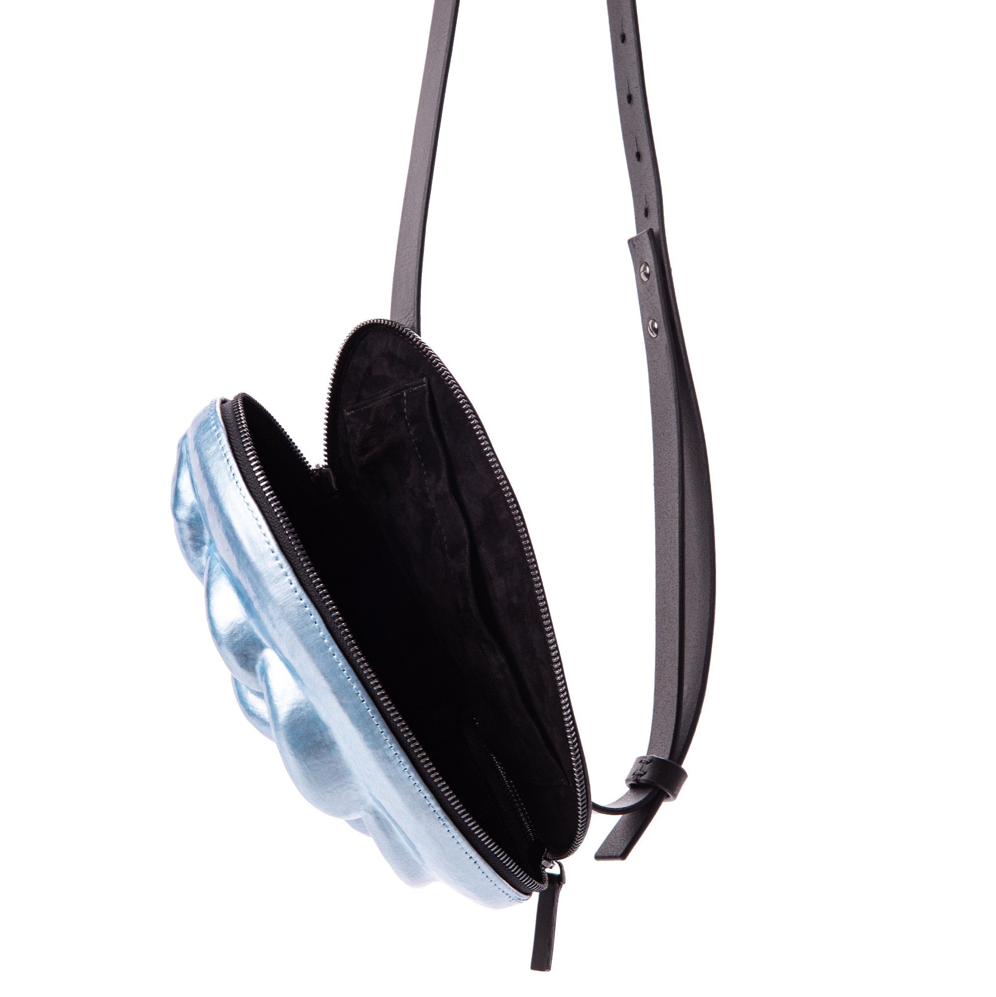 Light Blue Metallic Knotted Snake Bag